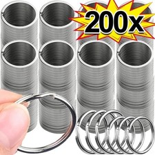 20/200pcs Stainless Steel Split Key Rings 25mm Round Keychain DIY Findings