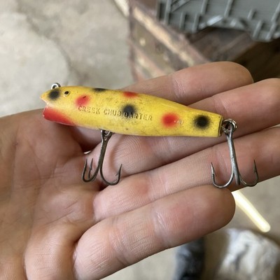 Vintage Fishing Lure Creek Chub Darter Yellow Spotted Black & Red