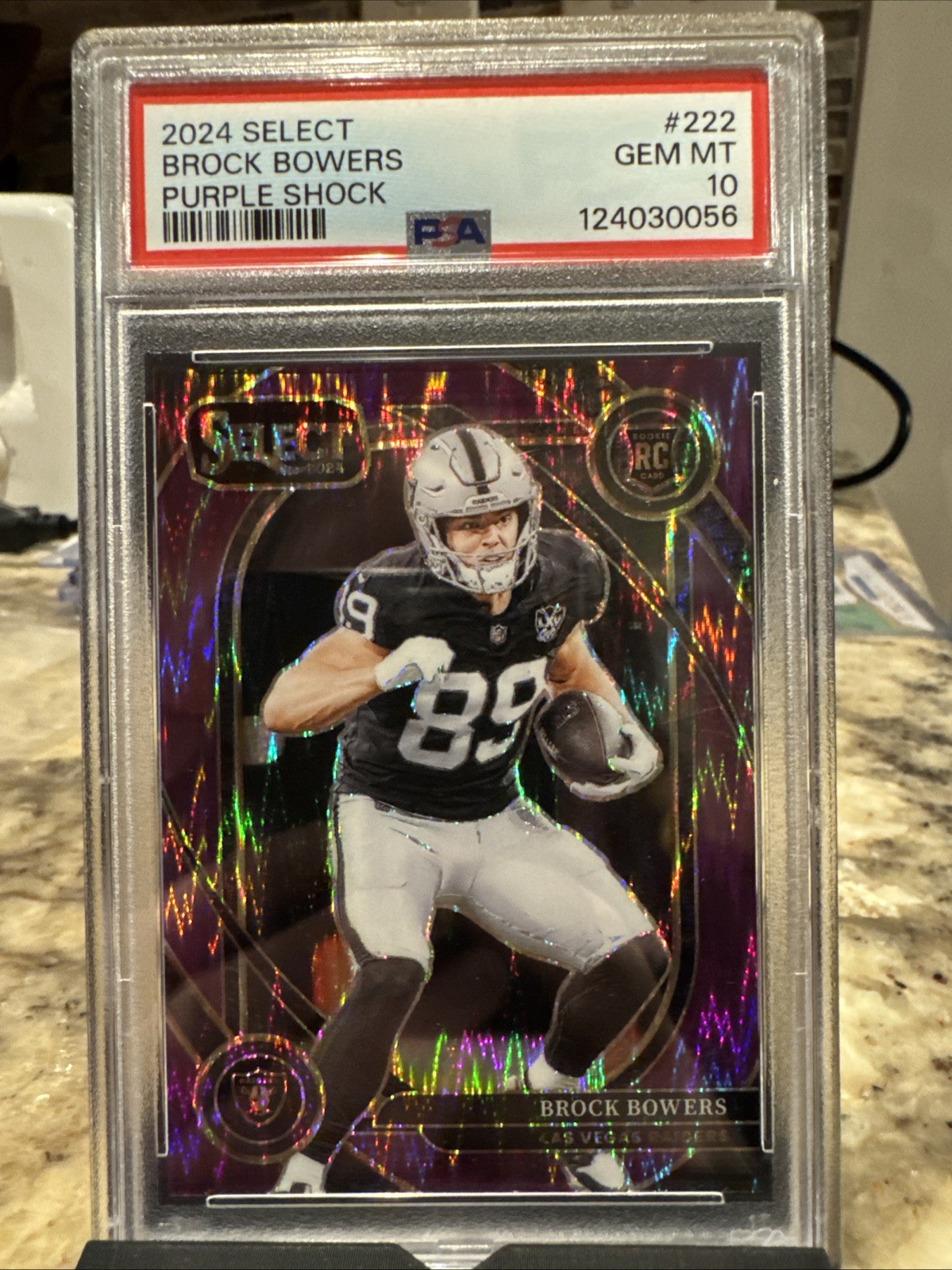 2024 Panini Select - Club Level Brock Bowers #222 Purple Shock Prizm /360 (RC)