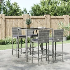 Garden Bar Set Grey PE Rattan Footrest Garden Bar Set