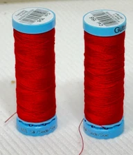 Gutermann Silk S 303 100% Silk Thread 110 yds  Col. 156 Lot of 2 Red