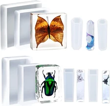 8PCS Resin Molds Silicone Kit,Epoxy Resin Casting Molds Square Pendant Molds,Epo