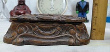 VTG Syroco Syrocowood Wood Carved Small Floral Trinket Storage Box Lid Jewelry