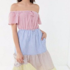 Urban Outfitters Seersucker Maxi Dress Small Cottage Prairie Country Western