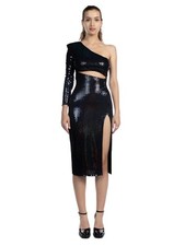 Asymmetrical One-Sleeve Dress – Black Holographic - L