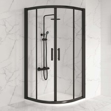 Matt Black Quadrant Shower Enclosure Sliding Walk in Cubicle Glass Screen Door
