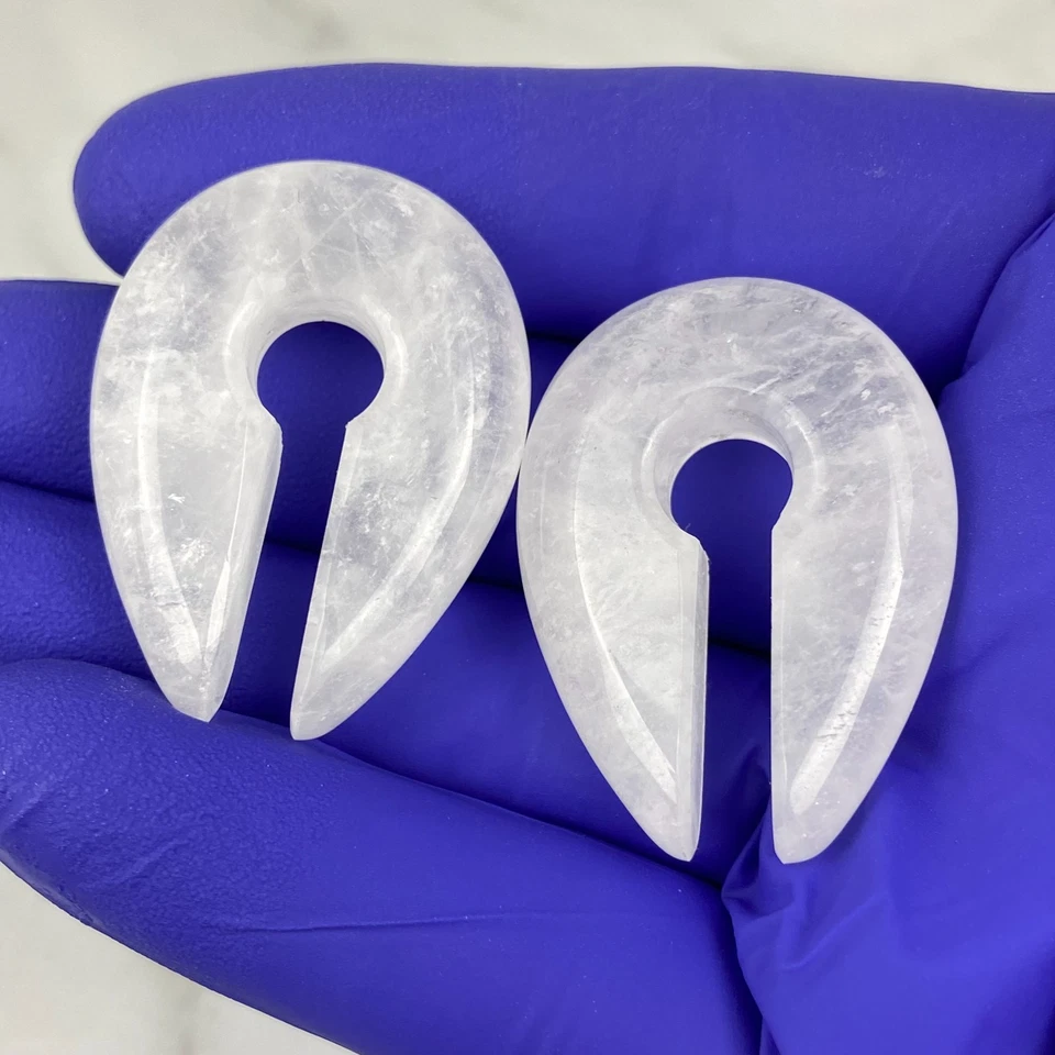 Пара прозрачных кварцевых камней замочная скважина ушные весы (STN-704) набор ушных датчиков - Изображение 3 из 3