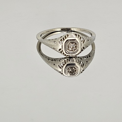 14 Karat Weißgold Vintage Diamant filigran Größe 7 Ring - Bild 2 von 9