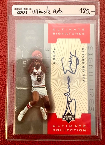 2001-02 JULIUS ERVING AUTO On Card UD Ultimate BNA Sixers #DR-A  NM  Dr. J