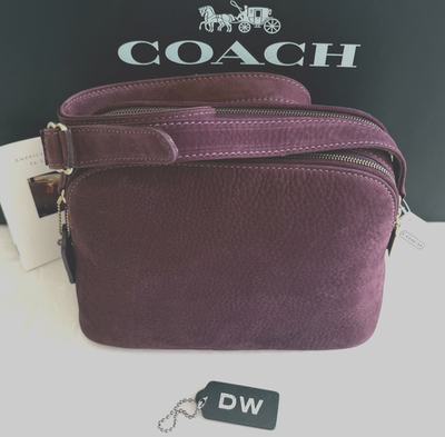 NWT COACH VINTAGE SONOMA ELDERBERRY NUBUCK SUEDE DOUBLE ZIP BAG 