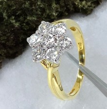 18ct Pure Gold Diamond Ring 7 Stone 4.6grams Stamped 1ct Real Diamonds size M