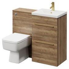 Napoli Tobacco Oak 1000mm Vanity Unit Toilet Suite with 1 Tap Hole Basin and 2 D