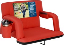Alpcour Reclining Stadium Seat Wide Bleacher Chair with Back Support Cushion Red