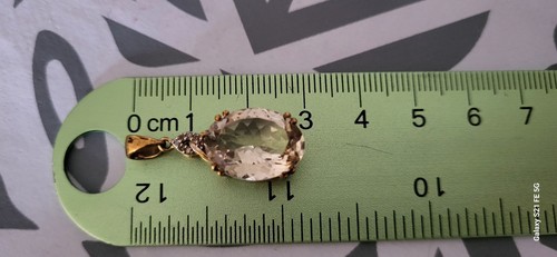 9k Yellow Gold Champagne Danburite & Diamond Amulet Pendant Necklace 47 cm - Picture 14 of 16