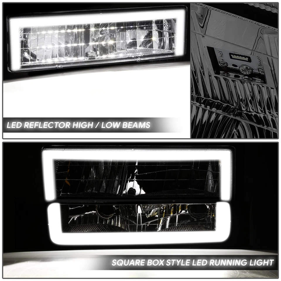 Faro LED DRL Fit 94-00 Chevy C/K + señal de parachoques + lámparas de esquina ahumadas/ámbar Foto 3 de 4