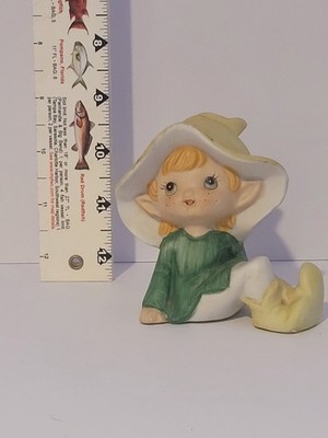 Vintage Homco Pixie Elf Shelf Sitter Green #5213