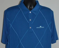 FOOTJOY Mens Polo Shirt Gold XL Blue CrissCross Diamond Pattern Sarasota Ntl GC