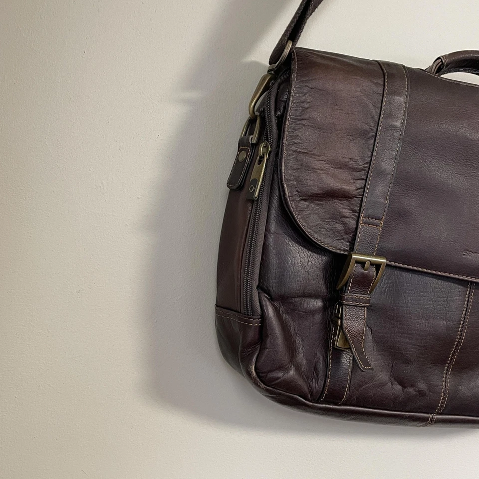 Samsonite Cuero Marrón Laptop Mensajero Maletín Correa para el Hombro Bolso de Negocios Foto 4 de 4