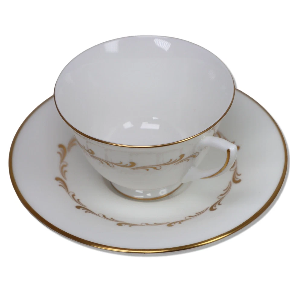 Juego de platillos taza de té Royal Doulton Rondo H4935 dorado blanco vintage años 50 Foto 2 de 3