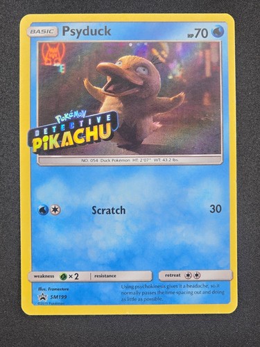 2019 Pokemon Sun & Moon Detective Pikachu Black Star Promo Psyduck SM199