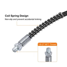 Grease Gun Hose 23.6" 10000 PSI Spring Flex Grease with 1/8" NPT Threads Black {