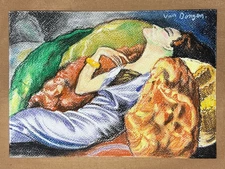 Kees van Dongen (Handmade) Mixed Media Paper Drawing Signed and Stamped