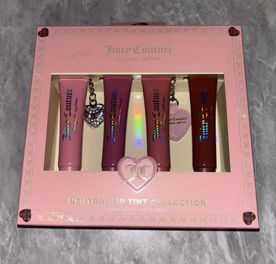 Juicy Couture 4pc Neutral Lip Tint Collection Sheer Gloss Shine SPF 15 1.68oz