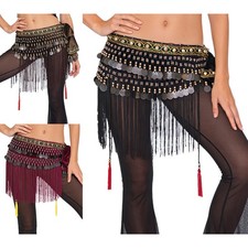 Women Tassel Self-lacing Waist Skirts Belly Dance Skirts Belly Dancer Hip Scarfs