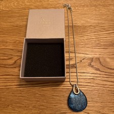 John Lewis Large Blue Pendant Necklace, Silver Chain, Boxed, Unworn, Gift