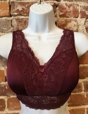 Rhonda Shear Red Wine Betty Pin-up Bra Back Closure New Full Coverage