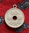 Vintage Copper/Nickel 1941 10 Ore Danmark Foreign Coin Charm! — photo 2