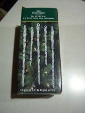 NEW Kurt Adler 3-1/2-Inch-5-1/2-Inch Clear Glass Icicle Ornament Set 24 Pieces