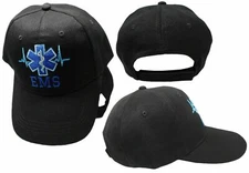 Black Official EMS EMT First Responder Adjustable Cap Paramedic Ambulance Hat