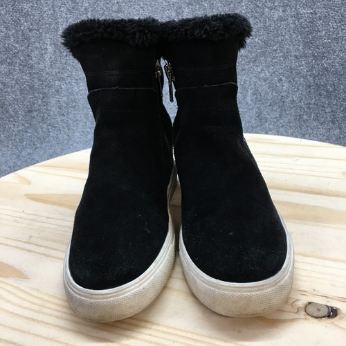 Steven By Steve Madden Boots Womens 8.5 Ankle Booties Black Faux Fur Trim Zip - Picture 4 of 16