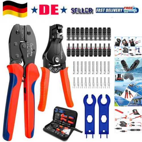 2,5-6mm² Kabelverbindung Solarstecker Set Buchse Kupplung für MC4 Crimpzange Kit