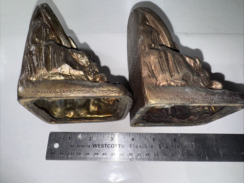 Western-Themed Cast Dodge WAGON WHEEL Bookends (May Be Brass) Get Rolling…RS - Picture 14 of 23