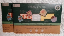 NEW Simply Green Reusable Beeswax Food Wraps - 3 Pack Biodegradable - 2 Pkgs!