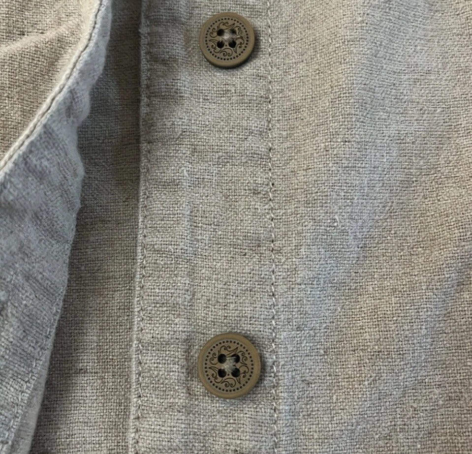 Vintage ERIKA Collection Linen Cotton Blend Floral Shirt Blouse Cream Button XL - Image 4 of 4