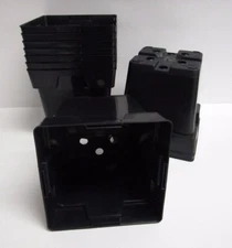5.25" SQUARE NURSERY POTS (Set of 10- 1.75 quart) plants black plastic JUMBO