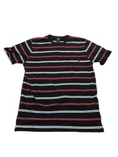 Vans Striped Black Red Blue Skate T-Shirt Mens Size Large