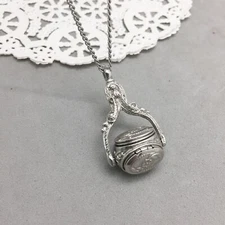 1928 Brand Necklace Victorian Revival Spinning 3 Locket Pendant Silver Tone 30"