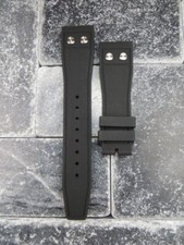 New 20mm Rivet Rubber Strap Black Diver Watch Band for IWC Pilot Portugieser x1