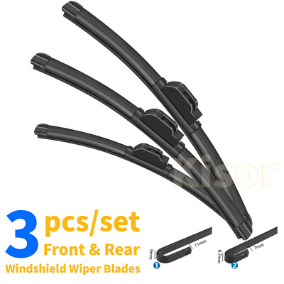 Kisor 22''22''20'' Front and Rear Wiper Blades Fit for 2003 Saab 9-3,3pcs