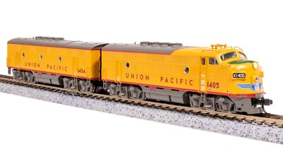 Broadway Limited 7727 N Scale UP EMD F3 AB Yellow Gray Unit-A Diesel #1405/1404C