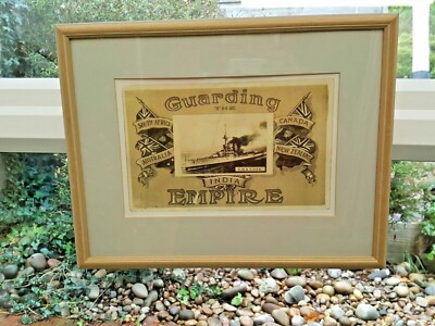 HMS Tiger britisches Kriegsschiff große Reproduktion Postkarte glasiert / gerahmt 43 x 34 cm