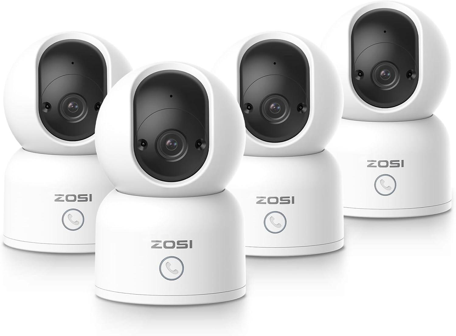 ZOSI 2K Indoor Pan/Tilt Security Camera, 4 Pack C518 360 Degree Baby Pet...