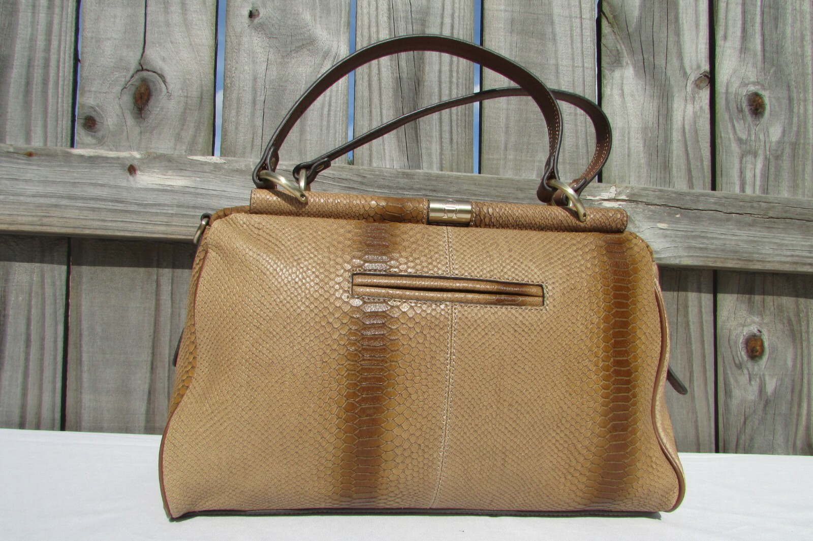 Etienne Aigner Krista Python Print Brown Leather … - image 2