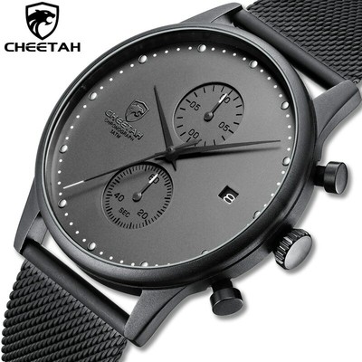 CHEETAH Brand Men Watches Chronograph Quartz Watch Stainless Steel Waterproof 