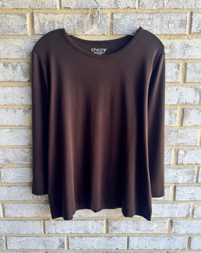 Chico's 3/4 Sleeve 100% Pima Cotton Basic Knit T-Shirt Women's Size 3 (XL)