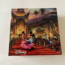 Thomas Kinkade Disney Mickey Minnie Hollywood 750 Piece Puzzle Complete Poster